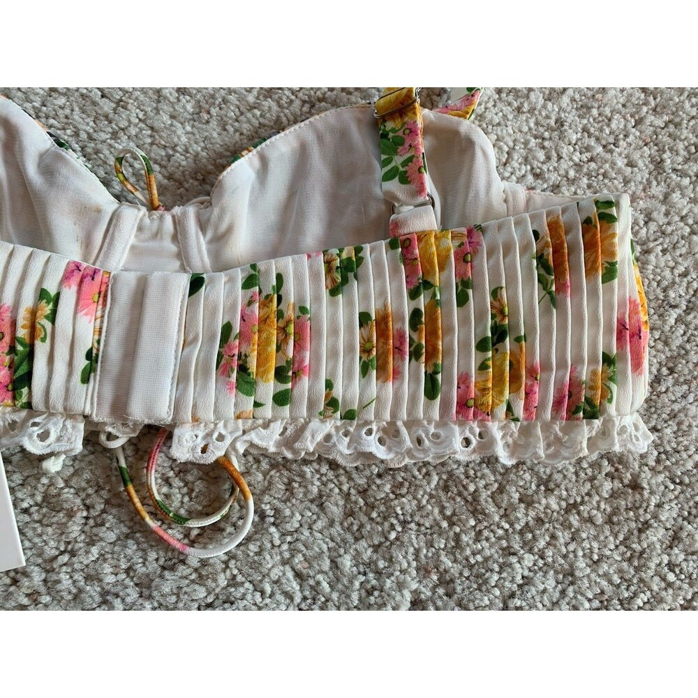 For Love And Lemons Rosalyn Floral Yellow Crop Top Bustier XL Cottage New - Picture 4 of 10